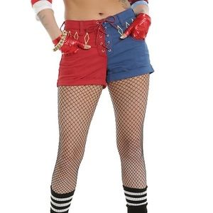 SUICIDE SQUAD HARLEY QUINN LACE-UP SPLIT SHORTS